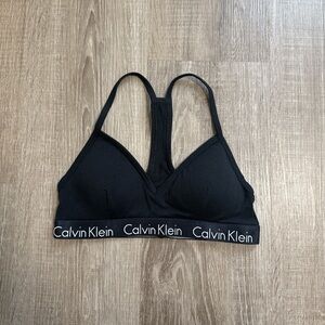 Calvin Klein Motive Cotton Lightly Lined Bralette Bra Black Removable Pad Size S